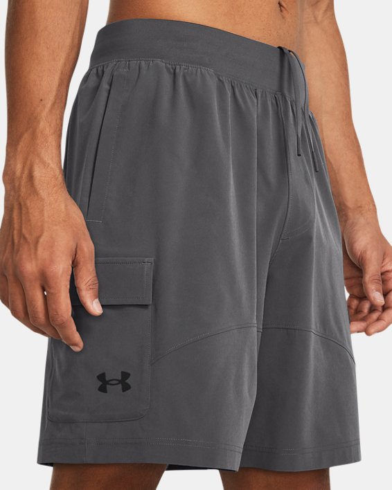 Men's UA Stretch Woven Cargo Shorts, Gray, pdpMainDesktop image number 3